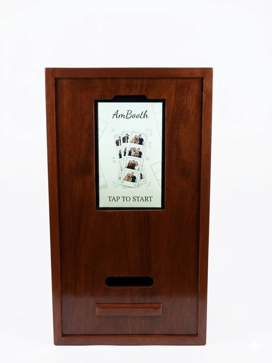 AmBooth wooden photobooth case with tablet display